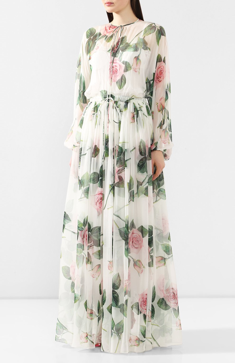 Шелковое платье DOLCE & GABBANA белого цвета по цене 346500 руб., арт. F6H5FT/HS19S, фото 3 Шелковое платье DOLCE & GABBANA, арт. F6H5FT/HS19S, фото 3