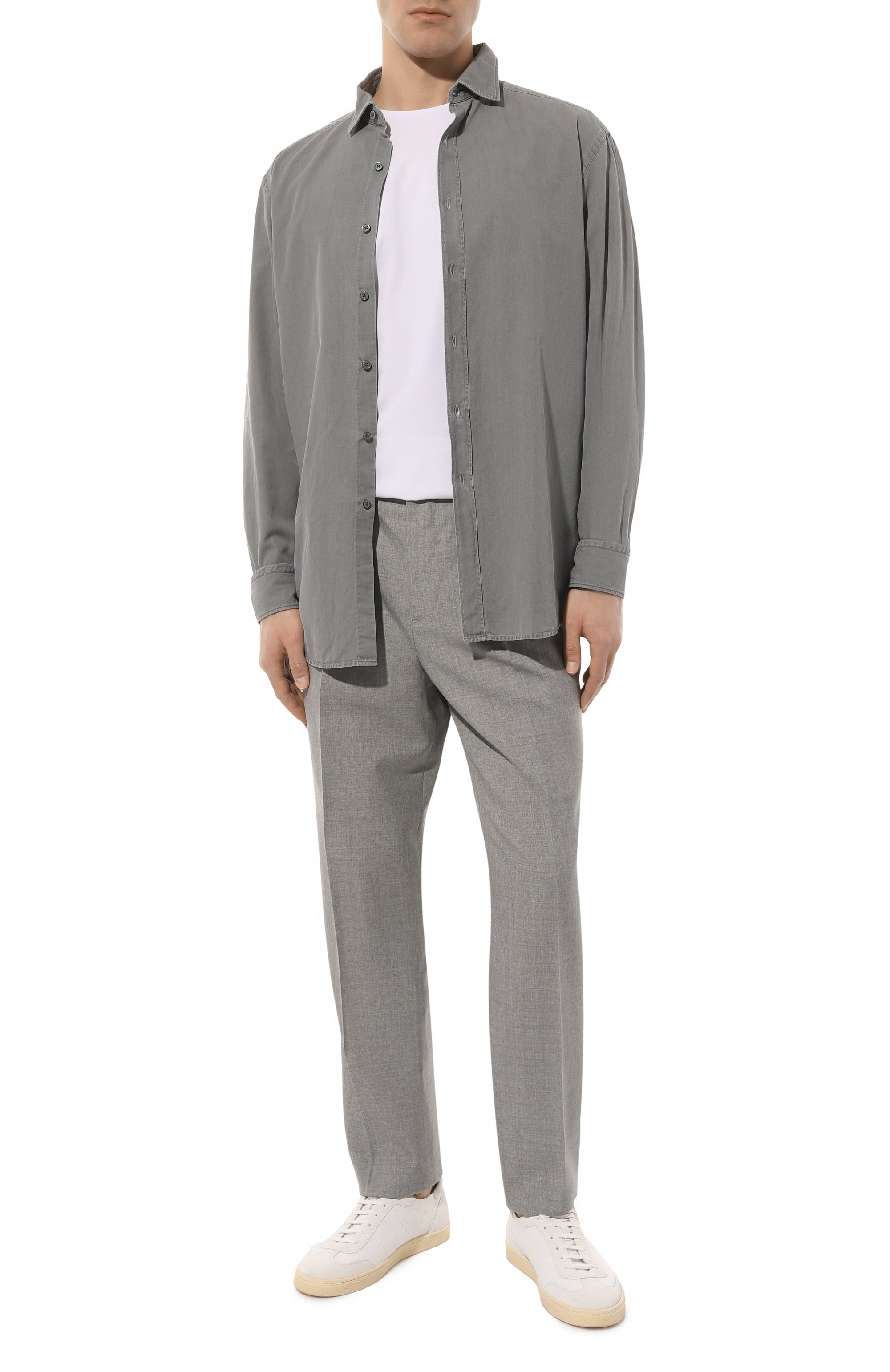 Шерстяные брюки BRUNELLO CUCINELLI серого цвета по цене 138500 руб., арт. MB407B2302, фото 2 Шерстяные брюки BRUNELLO CUCINELLI, арт. MB407B2302, фото 2