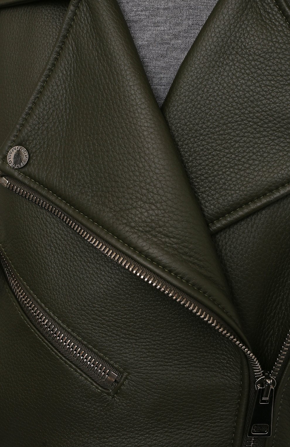 Кожаная куртка MASLOV хаки цвета по цене 226600 руб., арт. SMW99, фото 5 Кожаная куртка MASLOV, арт. SMW99, фото 5