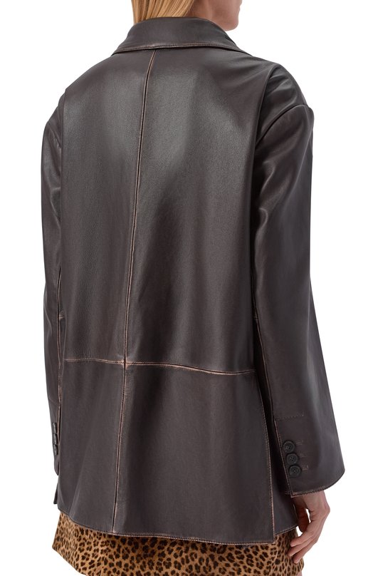 Кожаный жакет Weekend Max Mara WKDPILA Коричневый  WKDPILA Фото 4
