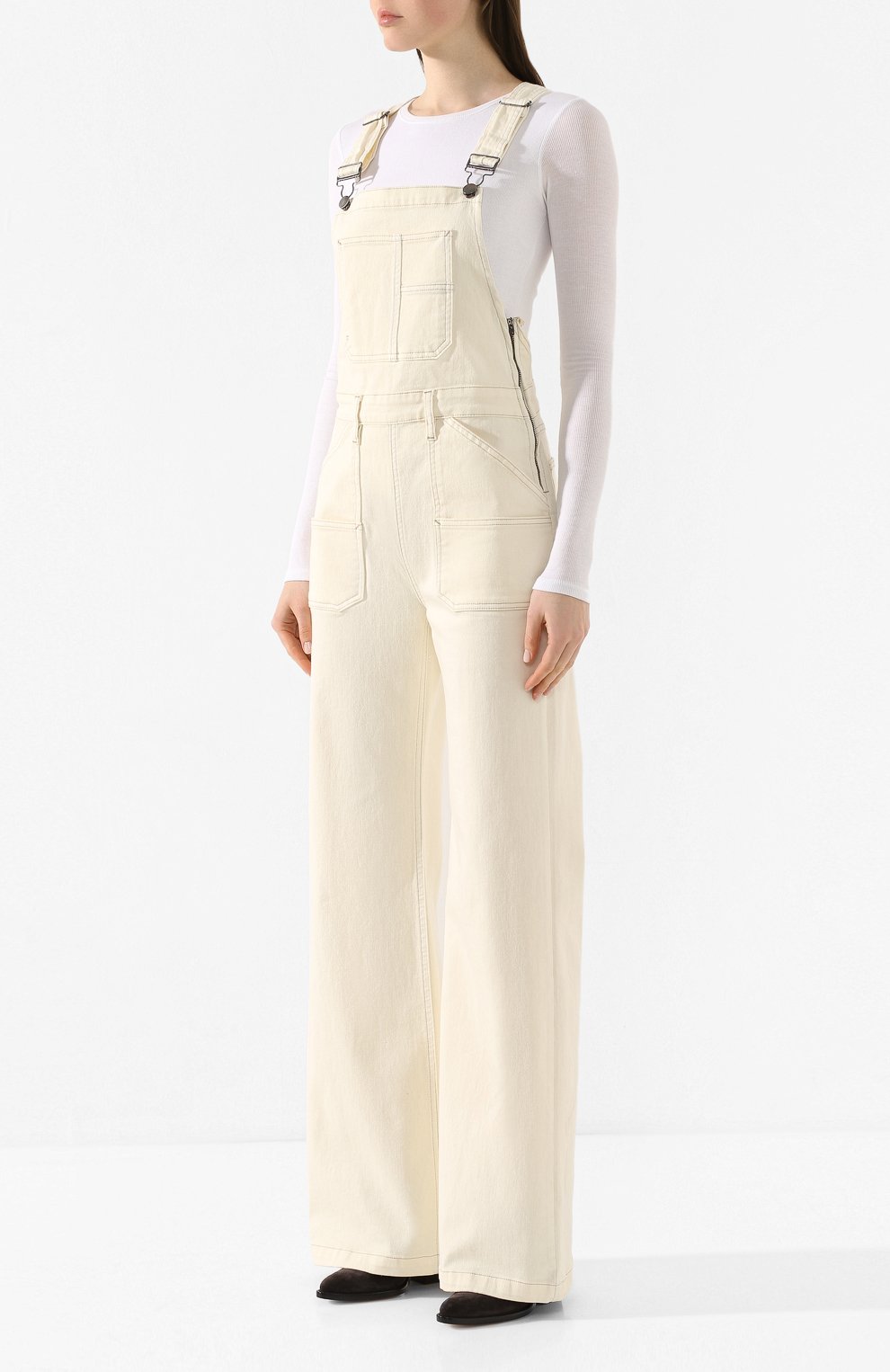 Джинсовый комбинезон FRAME DENIM белого цвета по цене 33600 руб., арт. CCJMP781, фото 3 Джинсовый комбинезон FRAME DENIM, арт. CCJMP781, фото 3