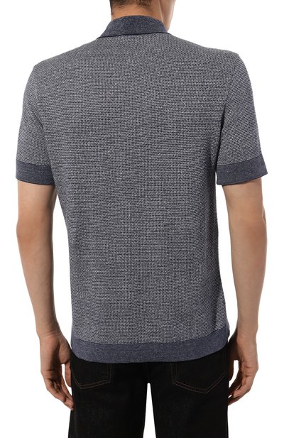 Поло из хлопка и льна ZEGNA синего цвета по цене 87550 руб., арт. UD372A7/D727, фото 4 Поло из хлопка и льна ZEGNA, арт. UD372A7/D727, фото 4