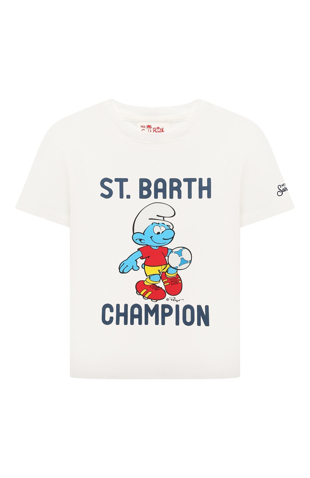 Хлопковая футболка MC2 SAINT BARTH белого цвета по цене 7685 руб., арт. STBK/TSHIRT B0Y/05333D, фото 1 Хлопковая футболка MC2 SAINT BARTH, арт. STBK/TSHIRT B0Y/05333D, фото 1