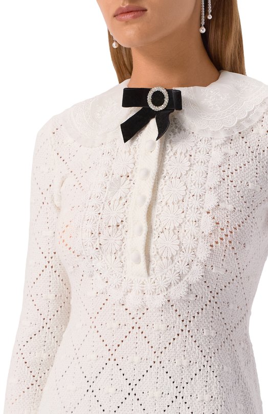 Хлопковое платье self-portrait AW25123SW Белый  AW25123SW Фото 4