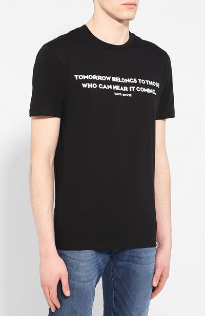 Хлопковая футболка HUGO черного цвета по цене 8480 руб., арт. 50428529, фото 3 Хлопковая футболка HUGO, арт. 50428529, фото 3