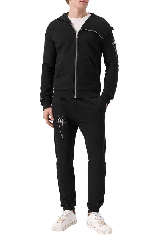 Хлопковая толстовка Rick Owens x Champion Rick Owens CM01E1665/CHFE Чёрный  CM01E1665/CHFE Фото 2