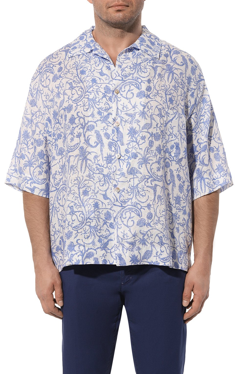 Льняная рубашка KITON голубого цвета по цене 99900 руб., арт. UMC028H08902, фото 3 Льняная рубашка KITON, арт. UMC028H08902, фото 3