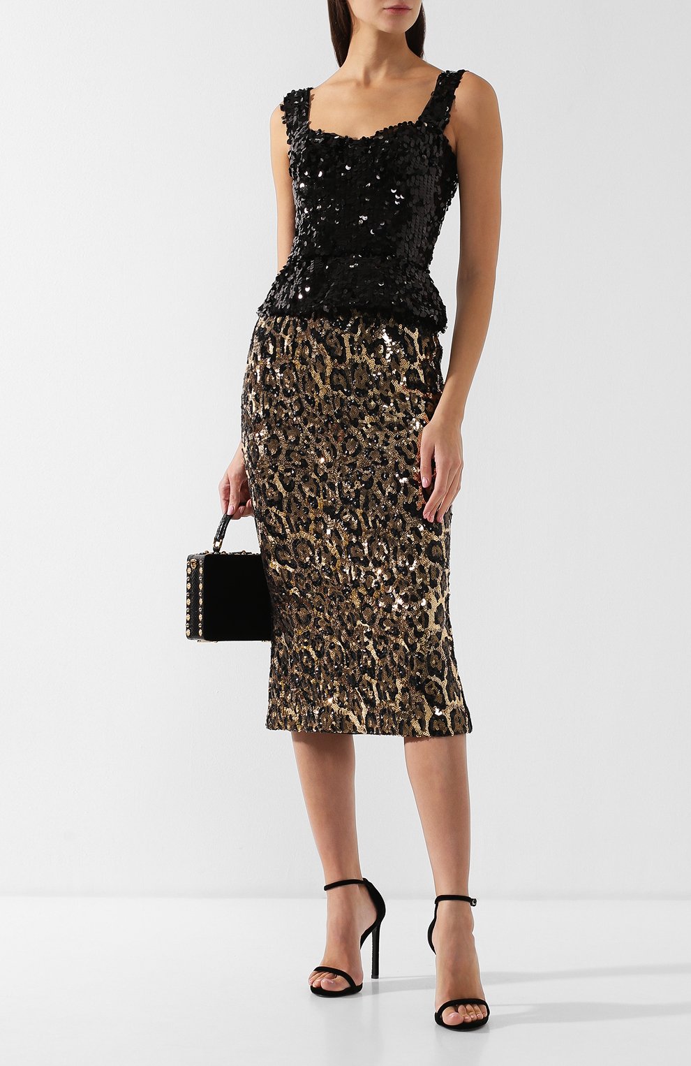 Юбка с пайетками DOLCE & GABBANA золотого цвета по цене 140500 руб., арт. F4BITT/FLSCN, фото 2 Юбка с пайетками DOLCE & GABBANA, арт. F4BITT/FLSCN, фото 2