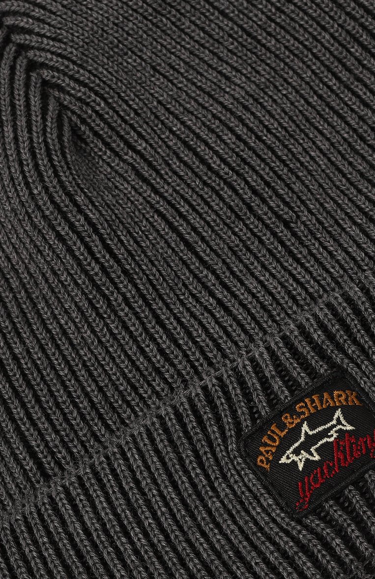 Мужская шерстяная шапка PAUL&SHARK серого цвета, арт. 13317168 | Фото 3 (Материал: Текстиль, Шерсть; Кросс-КТ: Трикотаж; Материал сплава: Проставлено; Нос: Не проставлено)