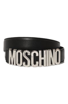 Мужской кожаный ремень MOSCHINO черного цвета, арт. A8002/8002 | Фото 1 (Случай: Повседневный; Материал: Натуральная кожа; Материал сплава: Проставлено; Нос: Не проставлено)