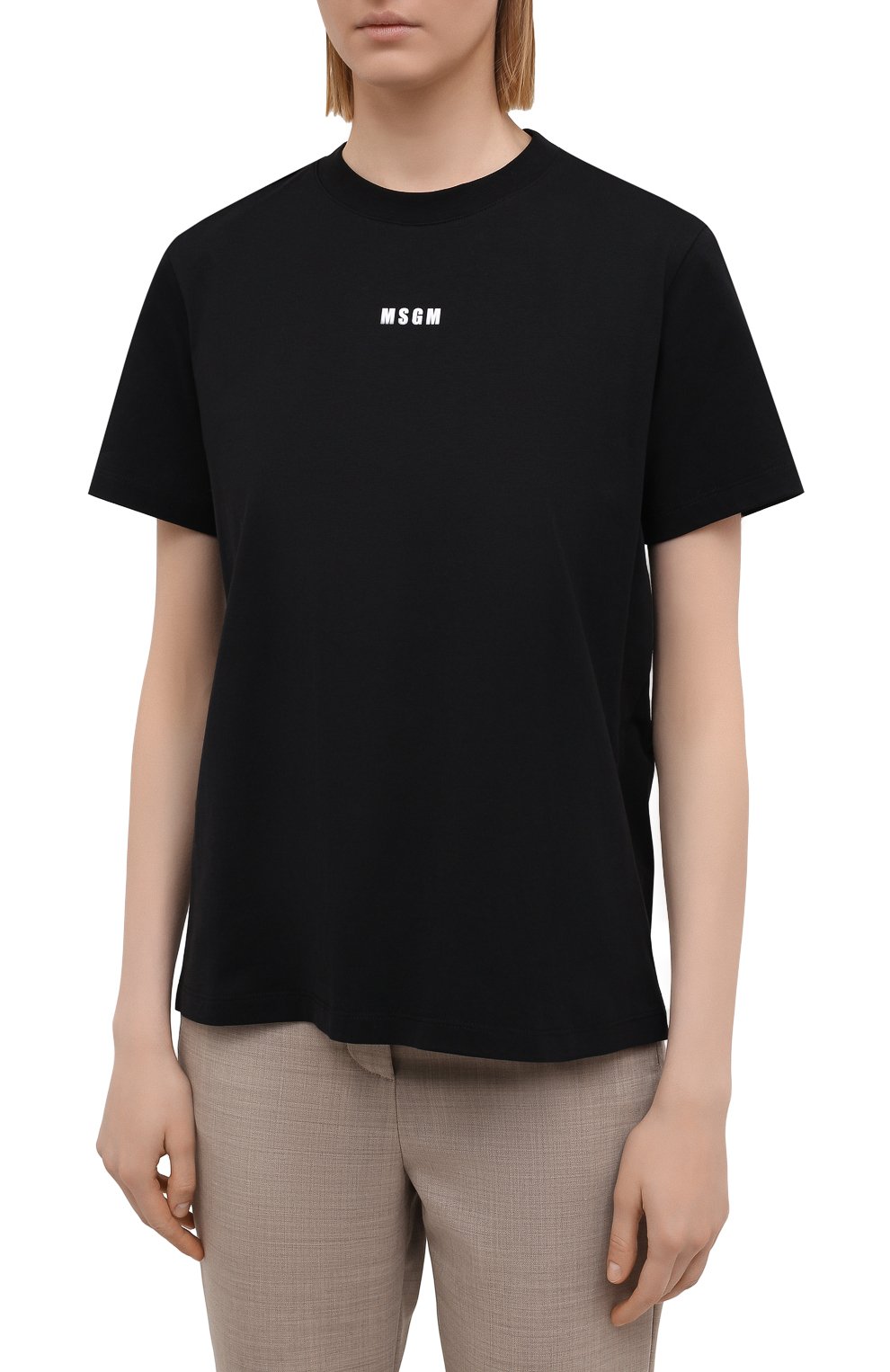 Хлопковая футболка MSGM черного цвета по цене 9950 руб., арт. 3041MDM100 217298, фото 3 Хлопковая футболка MSGM, арт. 3041MDM100 217298, фото 3