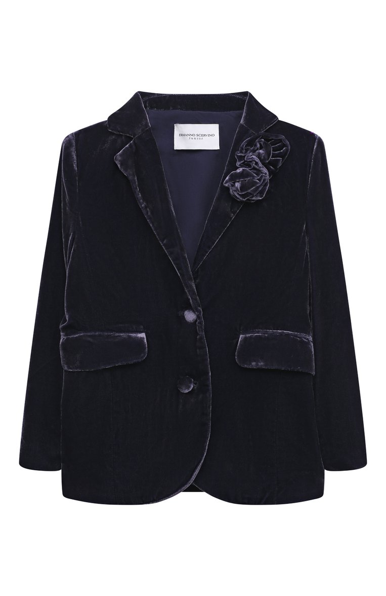 Детский костюм из вискозы ERMANNO SCERVINO темно-синего цвета, арт. SFCD001C/VE137/3A-8A | Фото 2 (Материал сплава: Проставлено; Рукава: Длинные; Материал внешний: Вискоза; Материал подклада: Вискоза; Драгоценные камни: Проставлено)