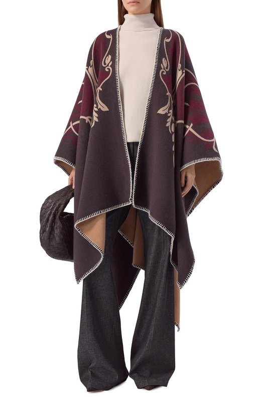 Шерстяная накидка Elie Saab 710009722F25/N/A Коричневый  710009722F25/N/A Фото 2