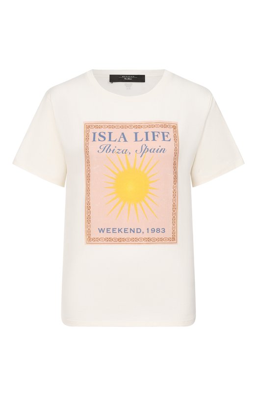 Хлопковая футболка Weekend Max Mara WKDPANTERA Кремовый WKDPANTERA