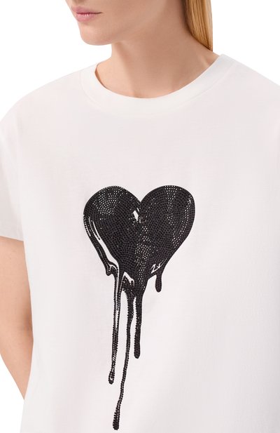 Хлопковая футболка ZADIG AND VOLTAIRE белого цвета по цене 17850 руб., арт. JWTS02858, фото 5 Хлопковая футболка ZADIG AND VOLTAIRE, арт. JWTS02858, фото 5