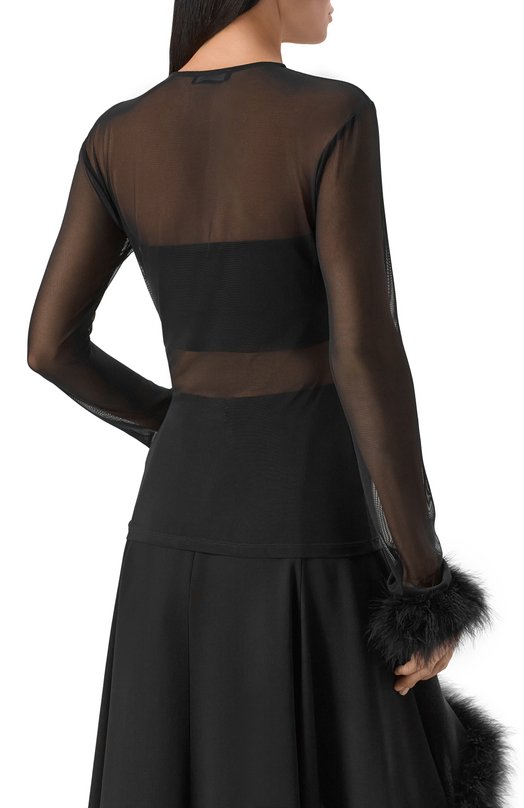 Топ с отделкой перьями Mugler 25F3T00829595 Чёрный  25F3T00829595 Фото 4