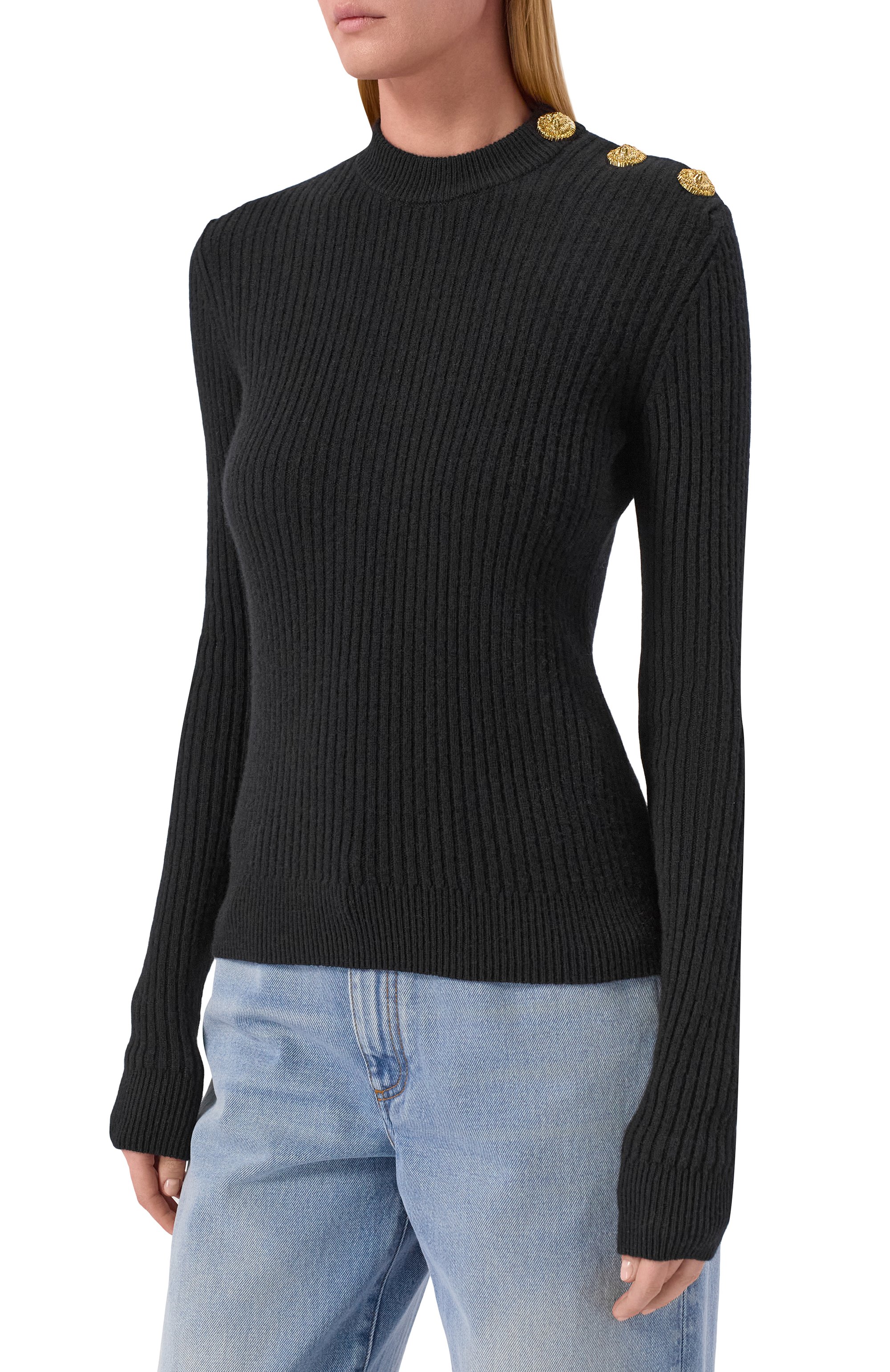 Пуловер из кашемира и шерсти BALMAIN, арт. FF0KD095/KJ17, фото 3