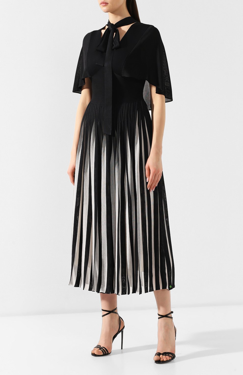 Платье из вискозы с воротником аскот VALENTINO, арт. RB3KD00MXXQ, фото 3