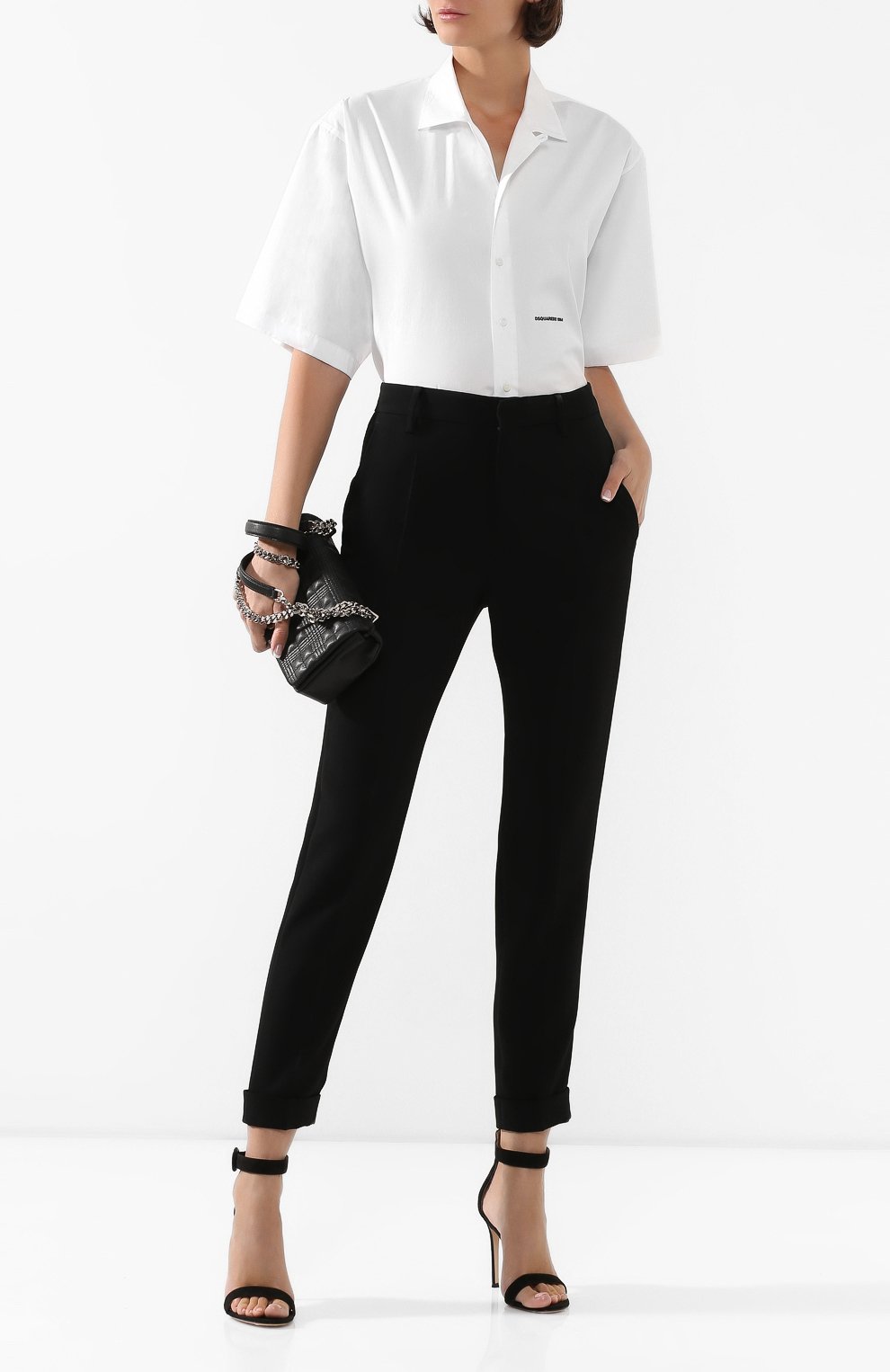 Хлопковая рубашка DSQUARED2 белого цвета по цене 28300 руб., арт. S72DL0648/S44131, фото 2 Хлопковая рубашка DSQUARED2, арт. S72DL0648/S44131, фото 2