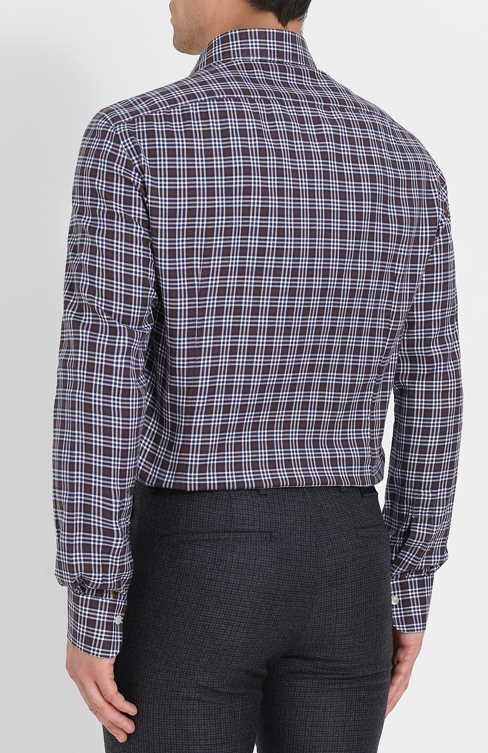Хлопковая рубашка на кнопках в клетку KITON, арт. UMCNERCH0656006, фото 4