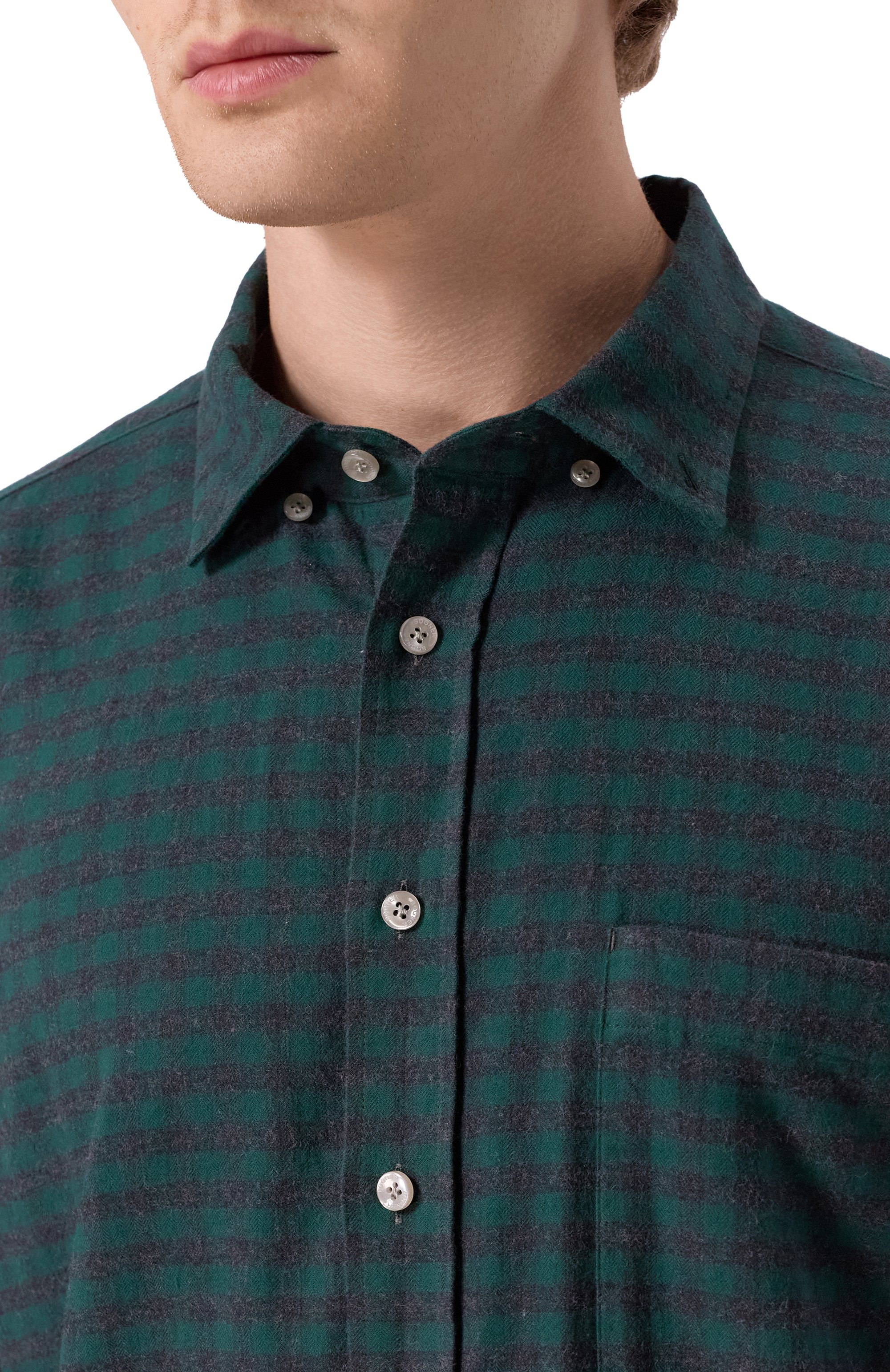 Хлопковая рубашка BOGNER темно-зеленого цвета по цене 23700 руб., арт. 58819827, фото 5 Хлопковая рубашка BOGNER, арт. 58819827, фото 5