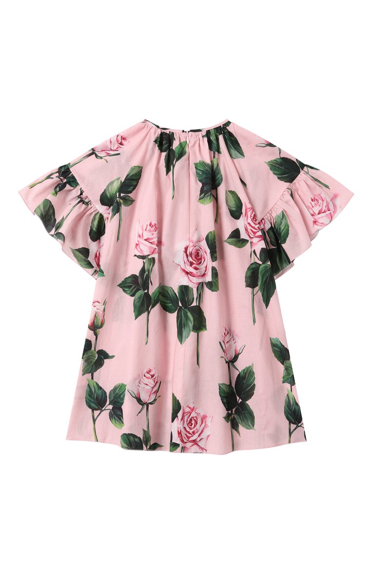 Детское хлопковое платье DOLCE & GABBANA розового цвета, арт. L54DF8/HS5TA/2-6 | Фото 2 (Рукава: Короткие; Девочки Кросс-КТ: Платье-одежда; Случай: Повседневный; Материал внешний: Хлопок; Автоматизация состава: Проставлено; Автоматизация ТО: Проставлено; Ростовка одежда: 4 года | 104 см, 3 года | 98 см, 2 года | 92 см, 6 лет | 116 см, 5 лет | 110 см)