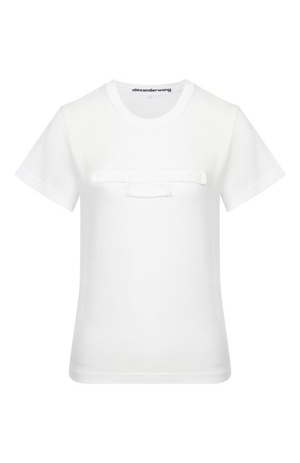 Женская хлопковая футболка ALEXANDER WANG белого цвета, арт. 1CC1251991 | Фото 1 (Материал внешний: Хлопок; Драгоценные камни: Проставлено; Материал сплава: Проставлено; Рукава: Короткие; Длина (для топов): Стандартные)