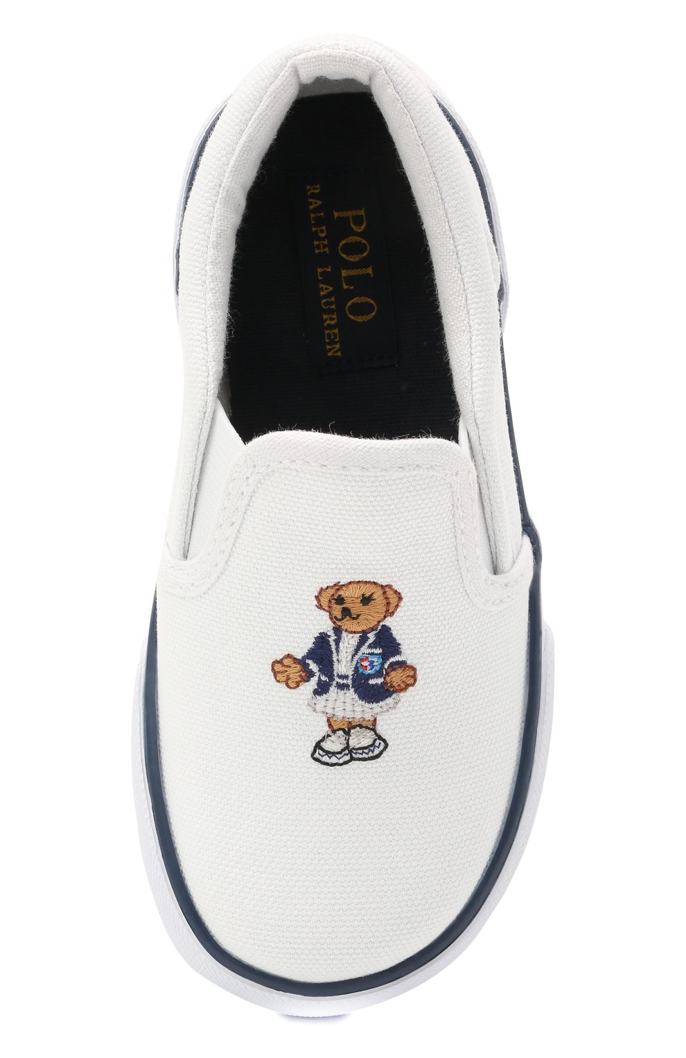 Текстильные слипоны POLO RALPH LAUREN белого цвета по цене 6340 руб., арт. 12-RF103092/T0DDLER, фото 4 Текстильные слипоны POLO RALPH LAUREN, арт. 12-RF103092/T0DDLER, фото 4