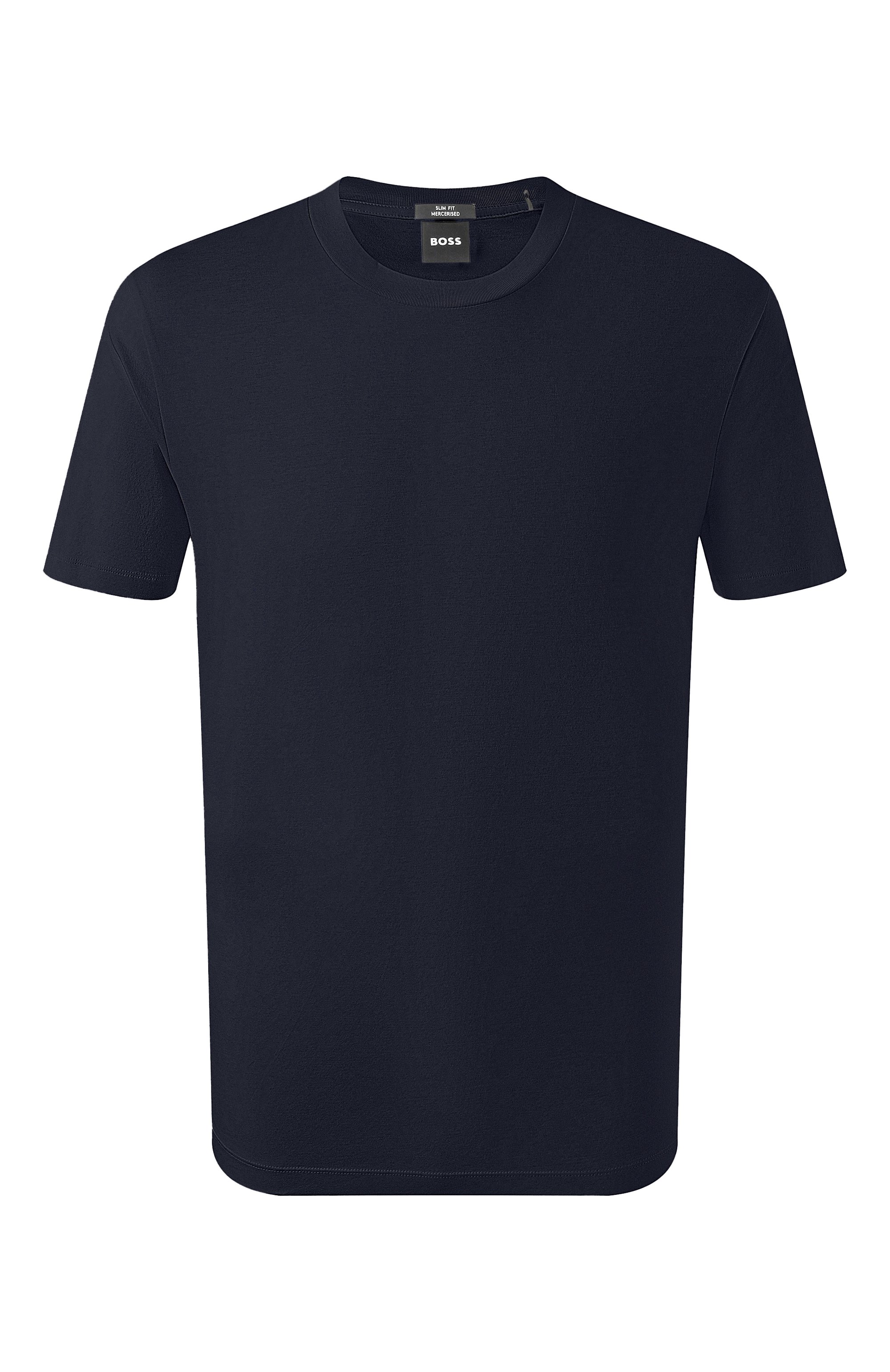Хлопковая футболка BOSS темно-синего цвета по цене 13450 руб., арт. 50523931, фото 1 Хлопковая футболка BOSS, арт. 50523931, фото 1