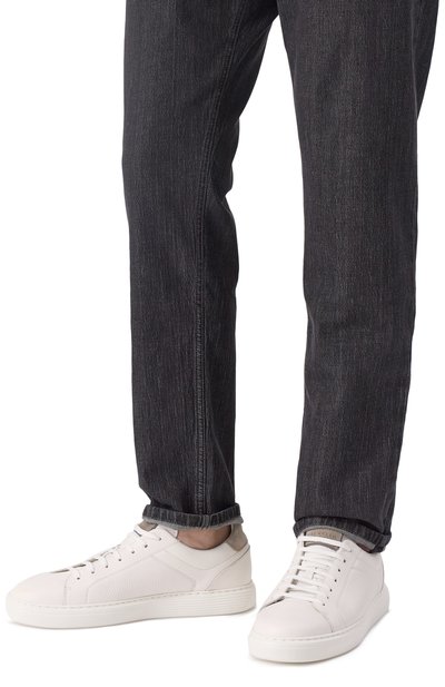 Кожаные кеды BRUNELLO CUCINELLI молочного цвета по цене 89950 руб., арт. MZUASB2042, фото 3 Кожаные кеды BRUNELLO CUCINELLI, арт. MZUASB2042, фото 3