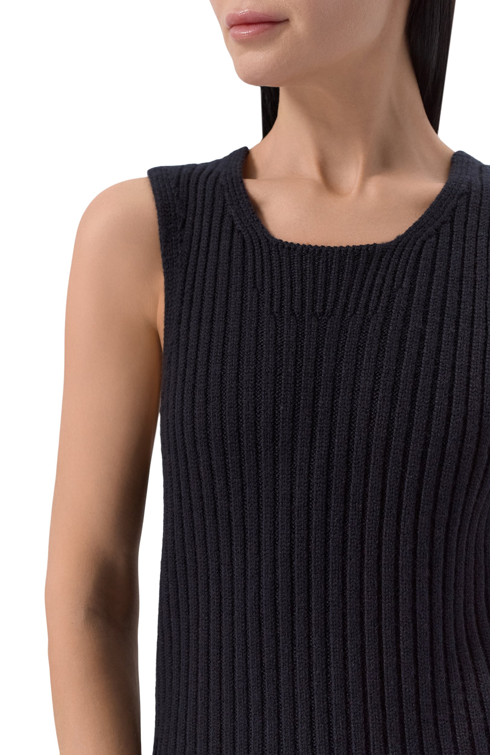 Шерстяной топ BOTTEGA VENETA темно-синего цвета по цене 139000 руб., арт. A009YQ/V6WH0, фото 5 Шерстяной топ BOTTEGA VENETA, арт. A009YQ/V6WH0, фото 5