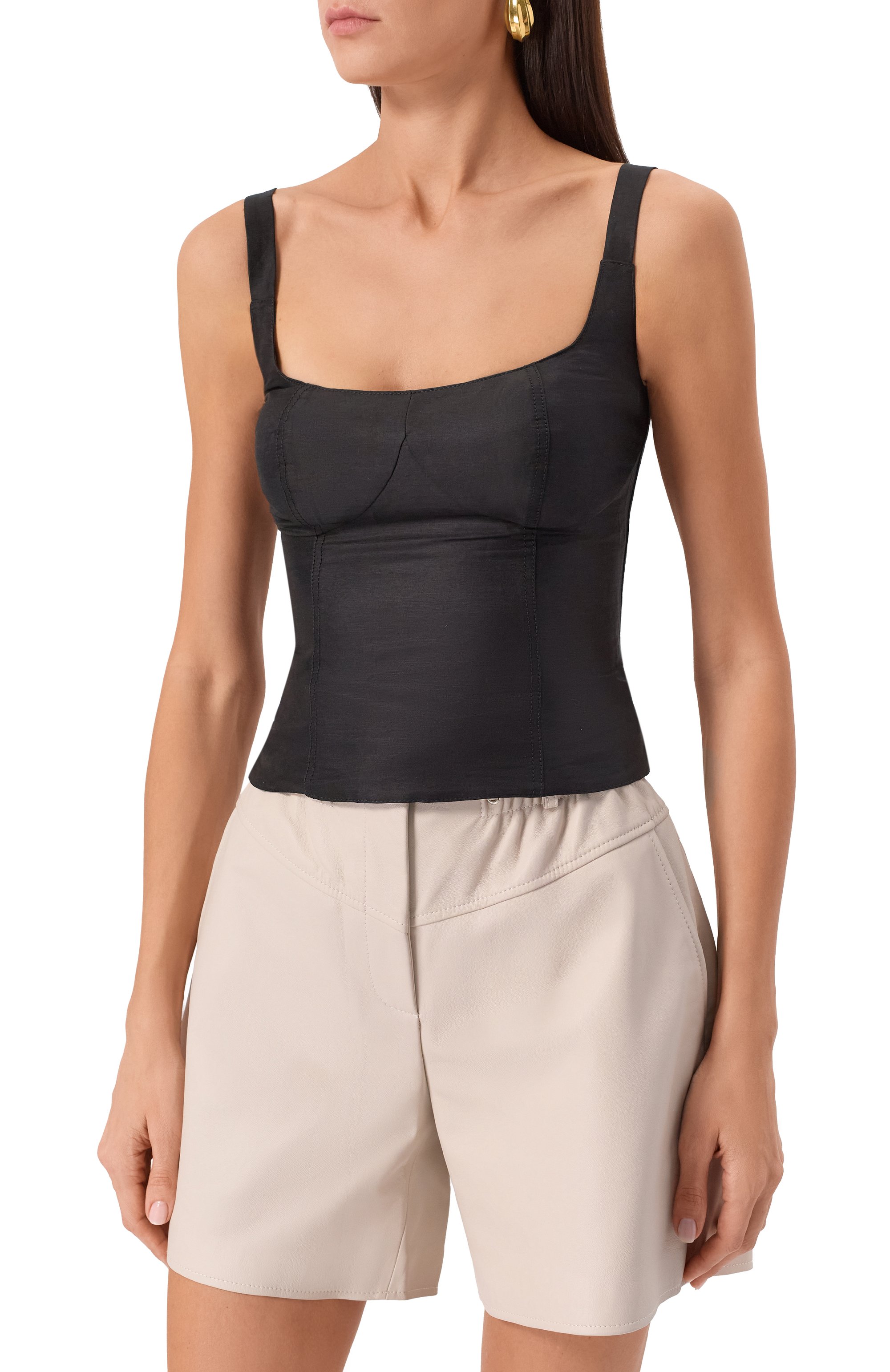 Топ-корсет из вискозы и льна FREEAGE черного цвета по цене 27940 руб., арт. WS25.TP094.2070.900, фото 3 Топ-корсет из вискозы и льна FREEAGE, арт. WS25.TP094.2070.900, фото 3