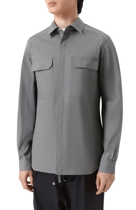 Хлопковая рубашка Rick Owens RU01F2236/TE Серый  RU01F2236/TE Фото 3