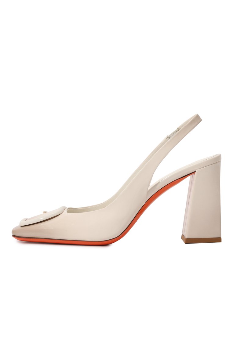 Женские кожаные туфли SANTONI белого цвета, арт. WDMP70407HA2TTV1 | Фото 4 (Материал внутренний: Натуральная кожа; Подошва: Плоская; Каблук высота: Высокий; Каблук тип: Устойчивый; Материал внешний: Натуральная кожа; Женское Кросс-КТ: Слингбэки)