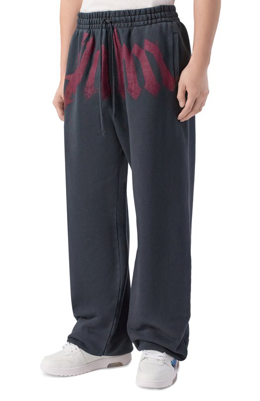 Хлопковые брюки Palm Angels PMCH025S26FLE003 Серый  PMCH025S26FLE003 Фото 3