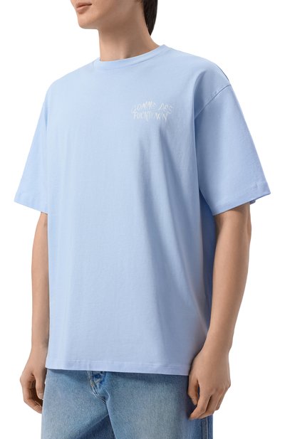 Хлопковая футболка COMME DES FUCKDOWN голубого цвета по цене 6905 руб., арт. CFABM01939, фото 3 Хлопковая футболка COMME DES FUCKDOWN, арт. CFABM01939, фото 3