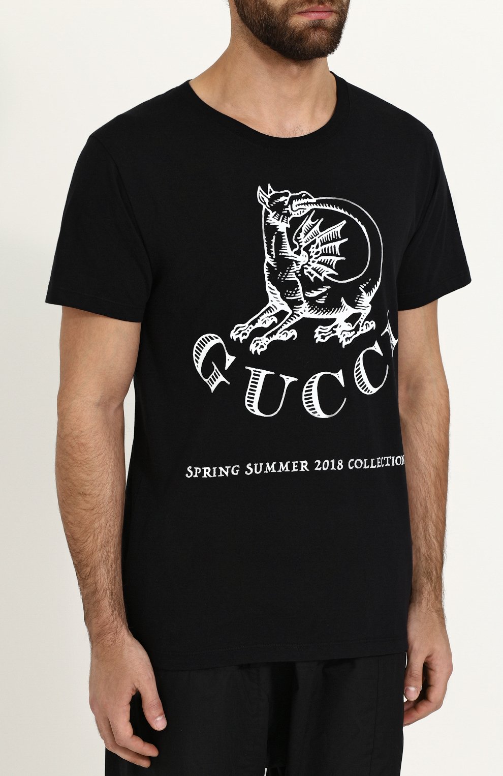 Хлопковая футболка с принтом GUCCI черного цвета по цене 31350 руб., арт. 493117/X3N23, фото 3 Хлопковая футболка с принтом GUCCI, арт. 493117/X3N23, фото 3