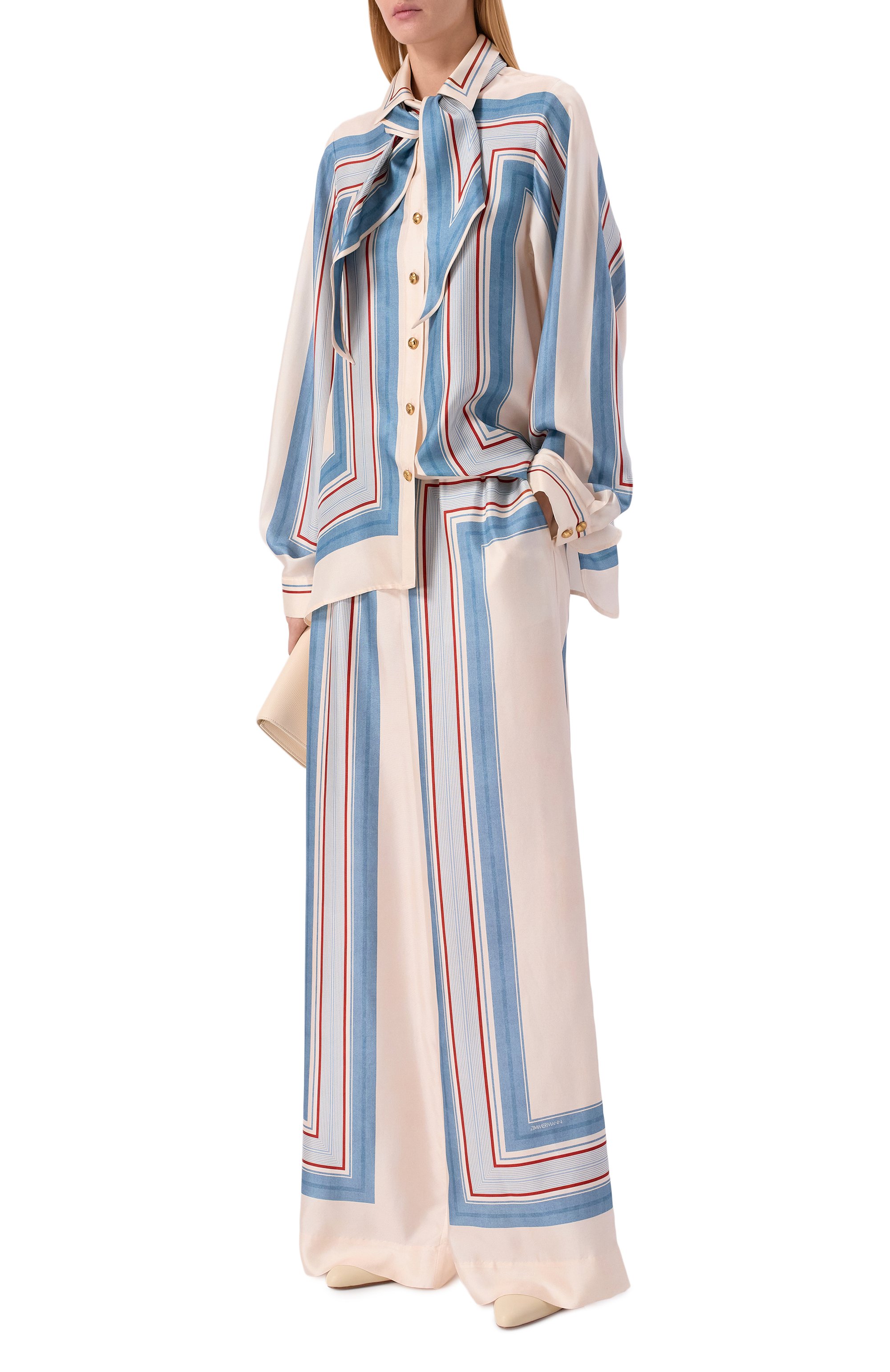 Шелковые брюки ZIMMERMANN кремового цвета по цене 157000 руб., арт. 4021PC26R, фото 2 Шелковые брюки ZIMMERMANN, арт. 4021PC26R, фото 2