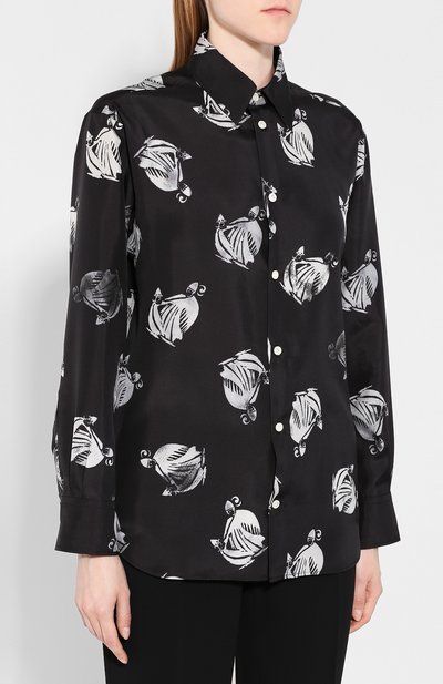Шелковая рубашка LANVIN черно-белого цвета по цене 94650 руб., арт. RW-T0670I-4185-H19, фото 3 Шелковая рубашка LANVIN, арт. RW-T0670I-4185-H19, фото 3