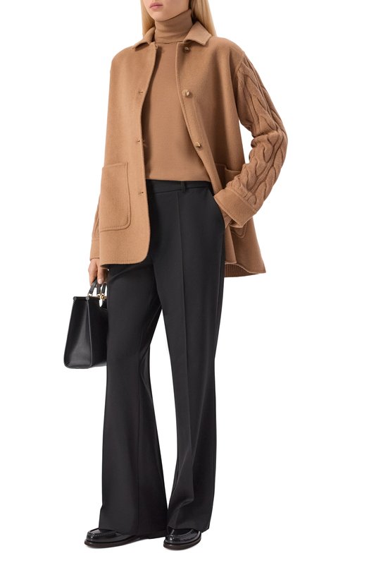 Шерстяное полупальто Max Mara TACC0 Бежевый  TACC0 Фото 2