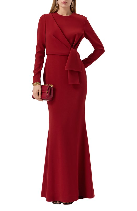 Платье из шелка и вискозы Elie Saab D0680NS25/CD003 Бордовый  D0680NS25/CD003 Фото 2