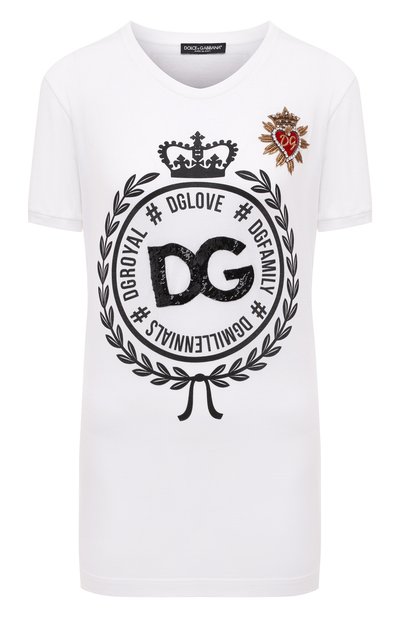 Женская хлопковая футболка DOLCE & GABBANA, арт. F8K74Z/G7QXG/0UTLET AW22-23