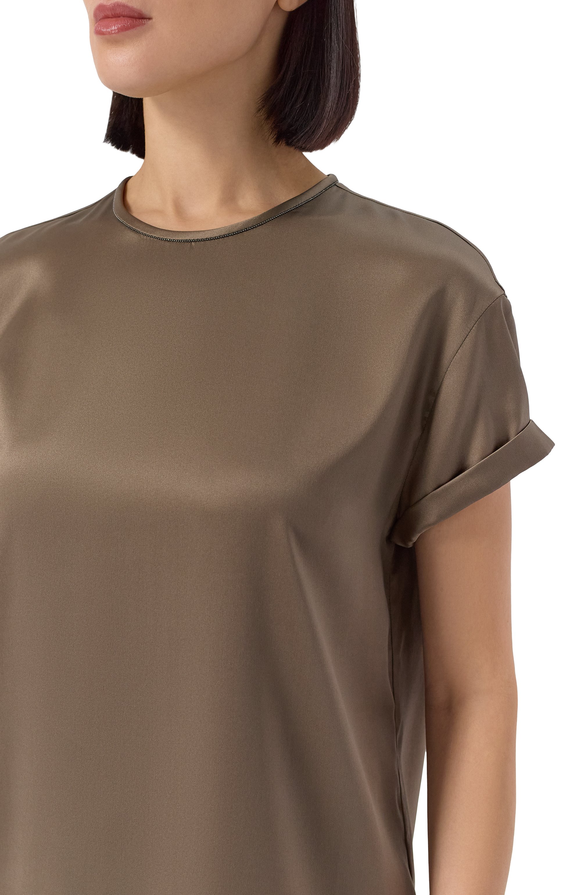 Атласный топ BRUNELLO CUCINELLI, арт. MPC59DE310, фото 5