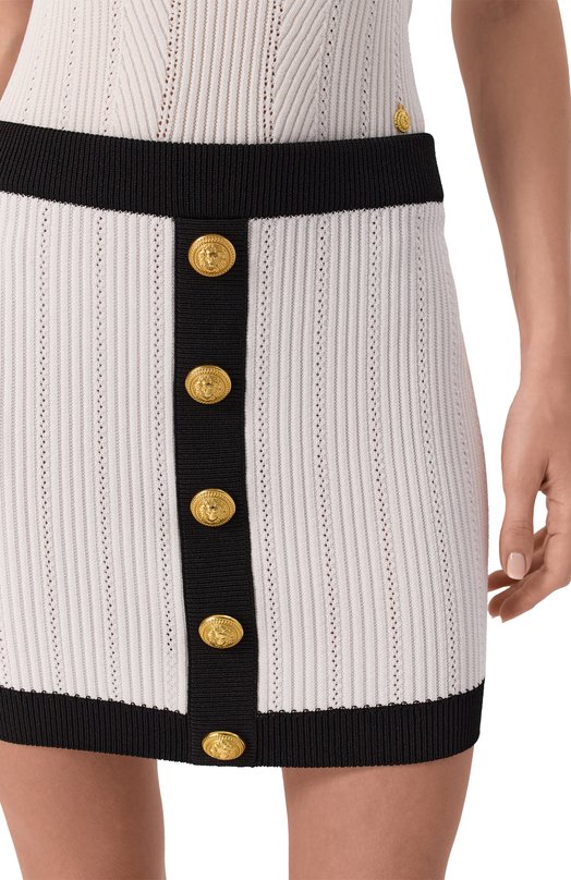 Юбка из вискозы Balmain FF1LB039/KI64 Белый  FF1LB039/KI64 Фото 5