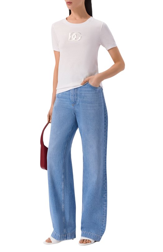 Хлопковая футболка Dolce & Gabbana F8N08Z/GDDMB Белый  F8N08Z/GDDMB Фото 2