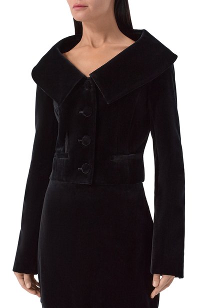 Бархатный жакет NINA RICCI черного цвета по цене 214500 руб., арт. 25ACVE007/C01100, фото 3 Бархатный жакет NINA RICCI, арт. 25ACVE007/C01100, фото 3