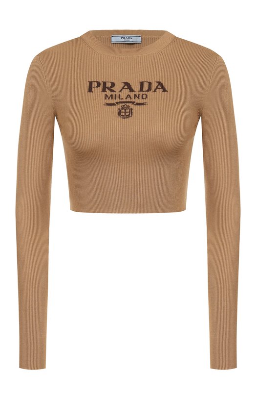Шелковый пуловер Prada P24S1G/11MY Бежевый P24S1G/11MY