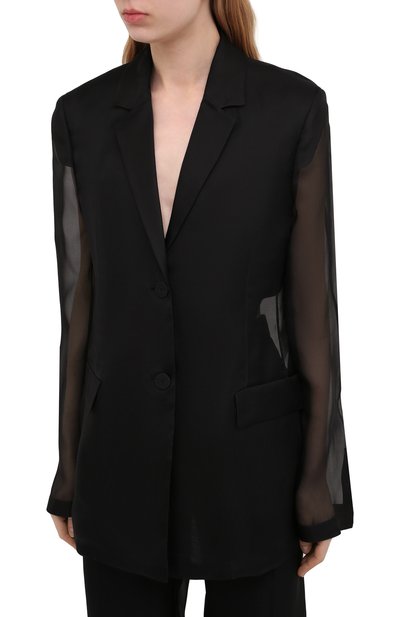Шелковый жакет JIL SANDER черного цвета по цене 270500 руб., арт. JSWS135026-WS282500, фото 3 Шелковый жакет JIL SANDER, арт. JSWS135026-WS282500, фото 3