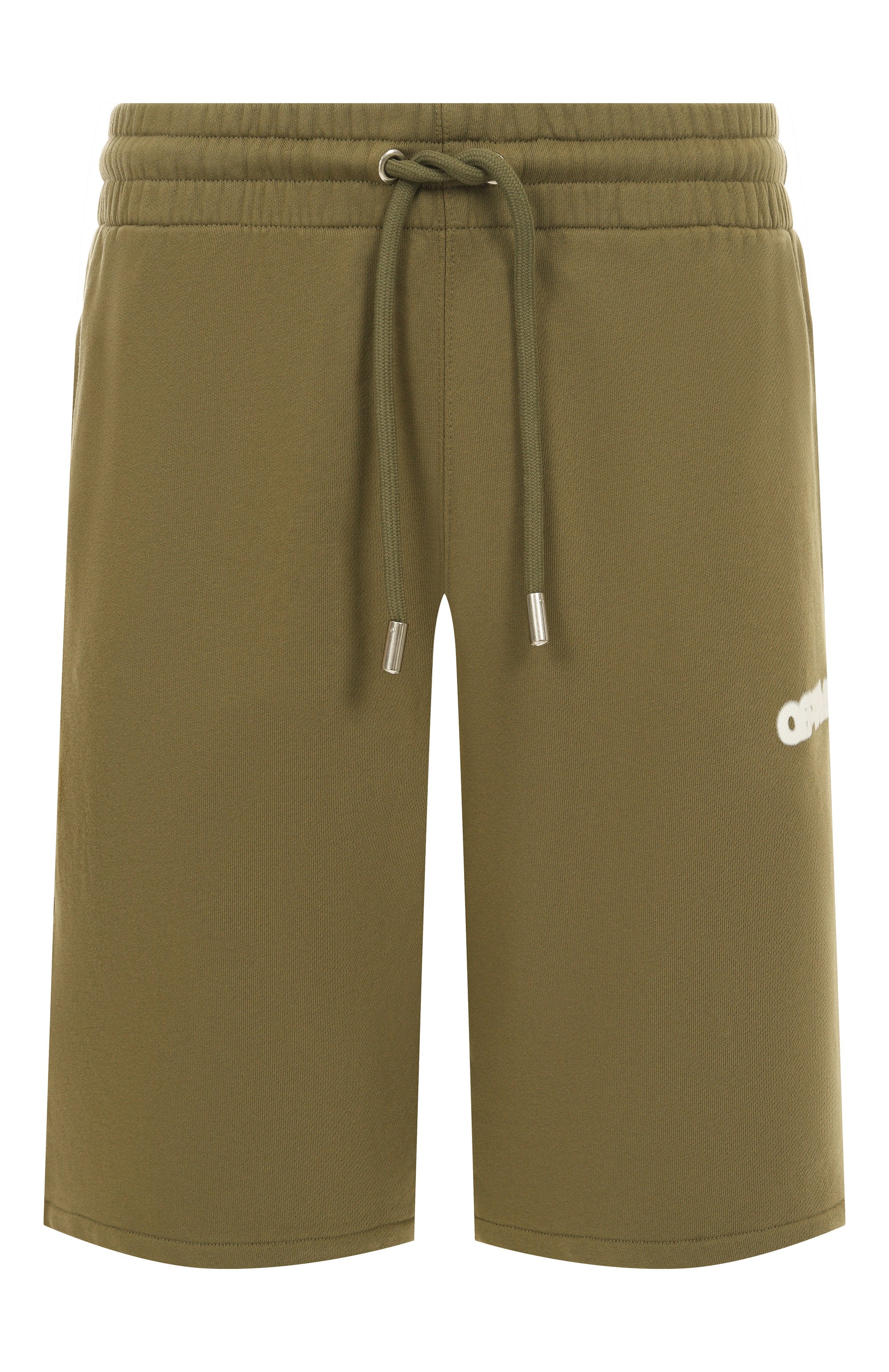 Хлопковые шорты OFF-WHITE хаки цвета по цене 52200 руб., арт. 0MCI013S25FLE003, фото 1 Хлопковые шорты OFF-WHITE, арт. 0MCI013S25FLE003, фото 1