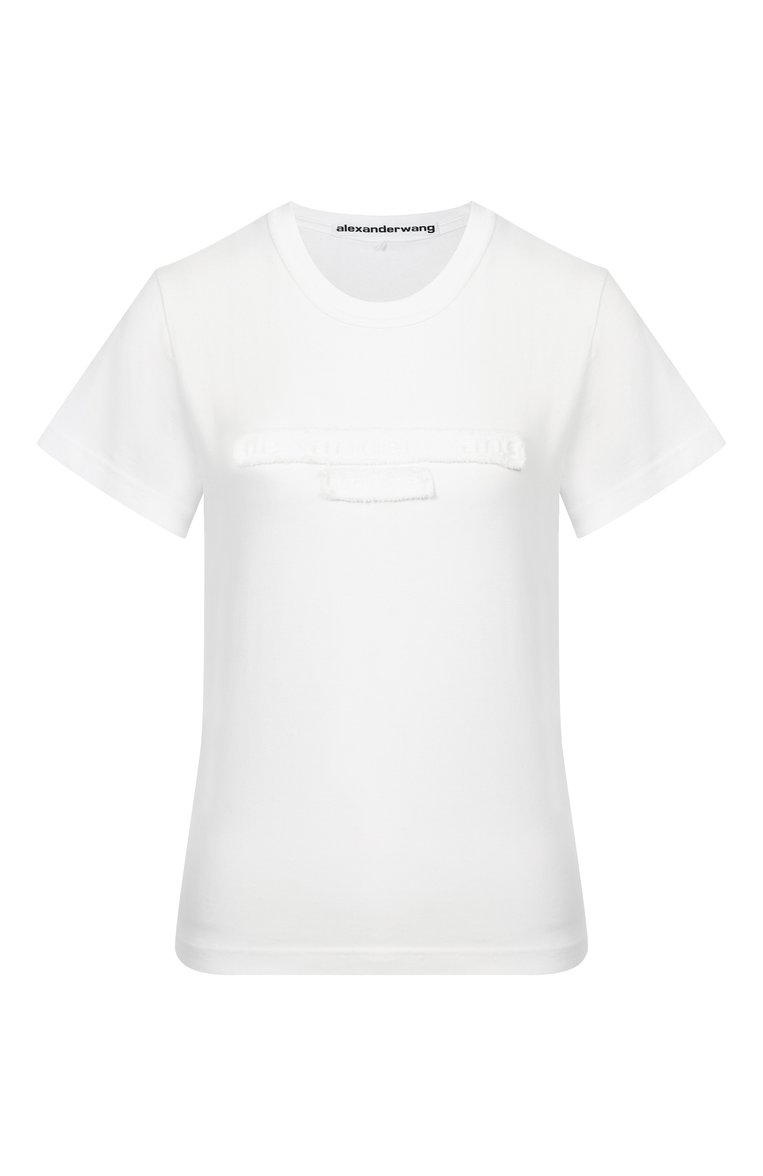 Женская хлопковая футболка ALEXANDER WANG белого цвета, арт. 1CC1251991 | Фото 1 (Материал внешний: Хлопок; Рукава: Короткие; Длина (для топов): Стандартные; Женское Кросс-КТ: Футболка-одежда; Принт: Без принта; Стили: Кэжуэл)